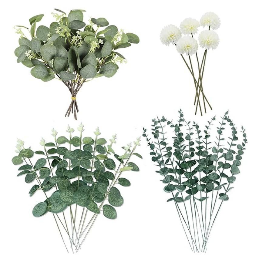Artificial Eucalyptus Silver Dollar Stems - Decorative Greenery & Simulation Leaves