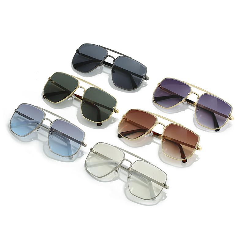 Men And Women Square Metal Double Beam Sunglasses Modern Retro Sunglasses