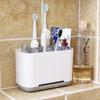 Electric Toothbrush Makeup Brush Holder Toothpaste Storage Case Large Capacity Detachable Portable with Drain Hole Rack