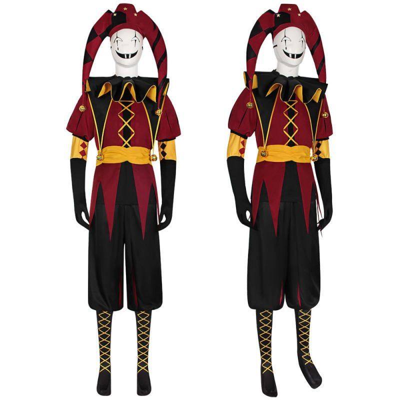 Freak Show Zirkus Pierrot Cosplay Kostüm Komplettset Clown Charakter Rollenspiel Outfit Spiel Otome Stil Unisex Performance Set