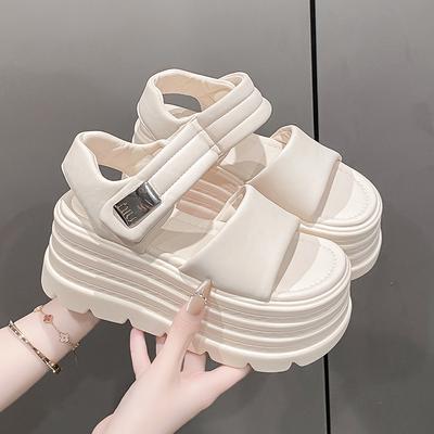 Fashion 8CM Women Leisure Chunky Sandals Peep Toe High Heels New Gladiator Slippers Woman Fashion Trendy Summer Platform Beach Sandals