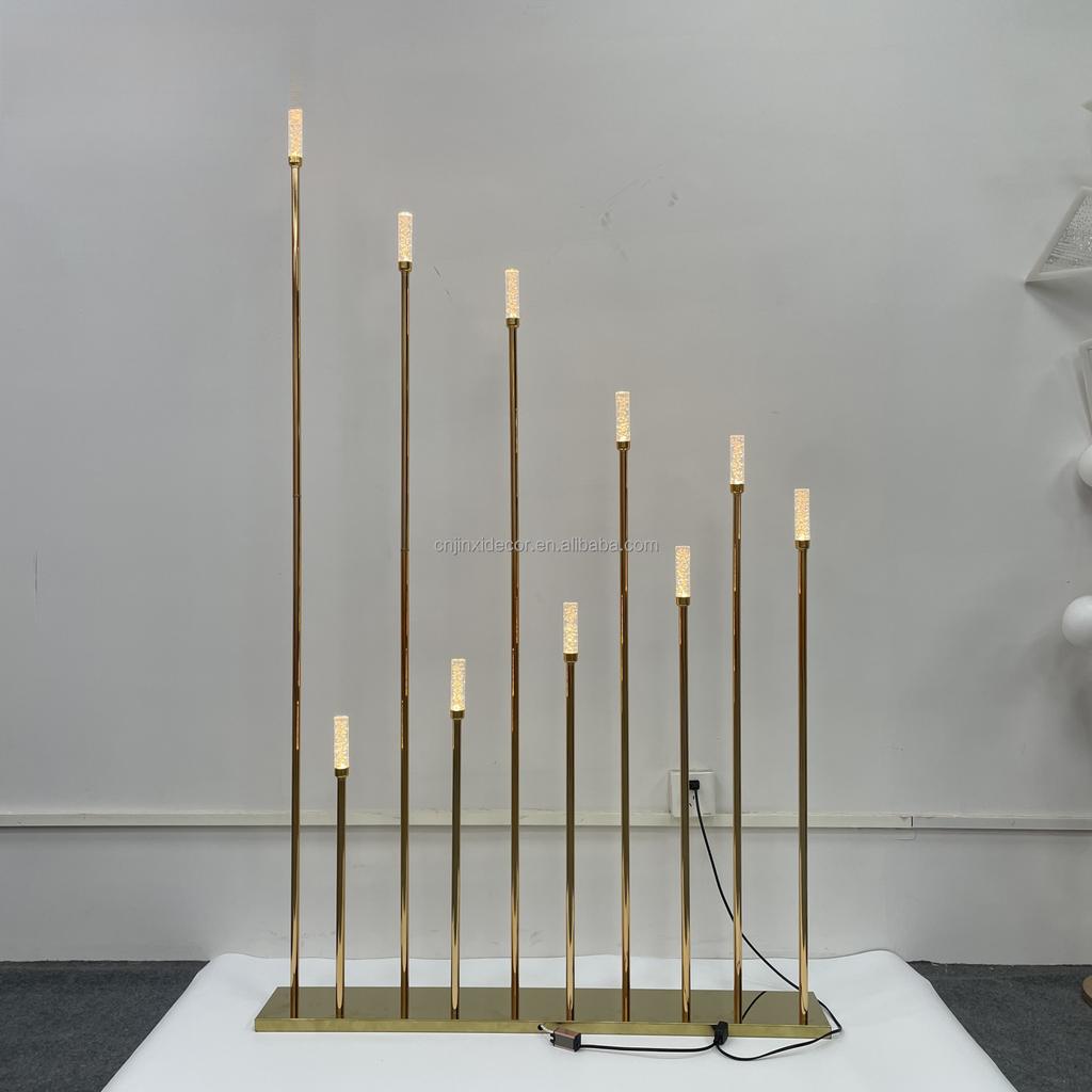 10 Heads Gold Candelabra Candles Wedding Table Centerpiece Road Leading Lights Candelabrum Electronic Desk Lamp for Home Party