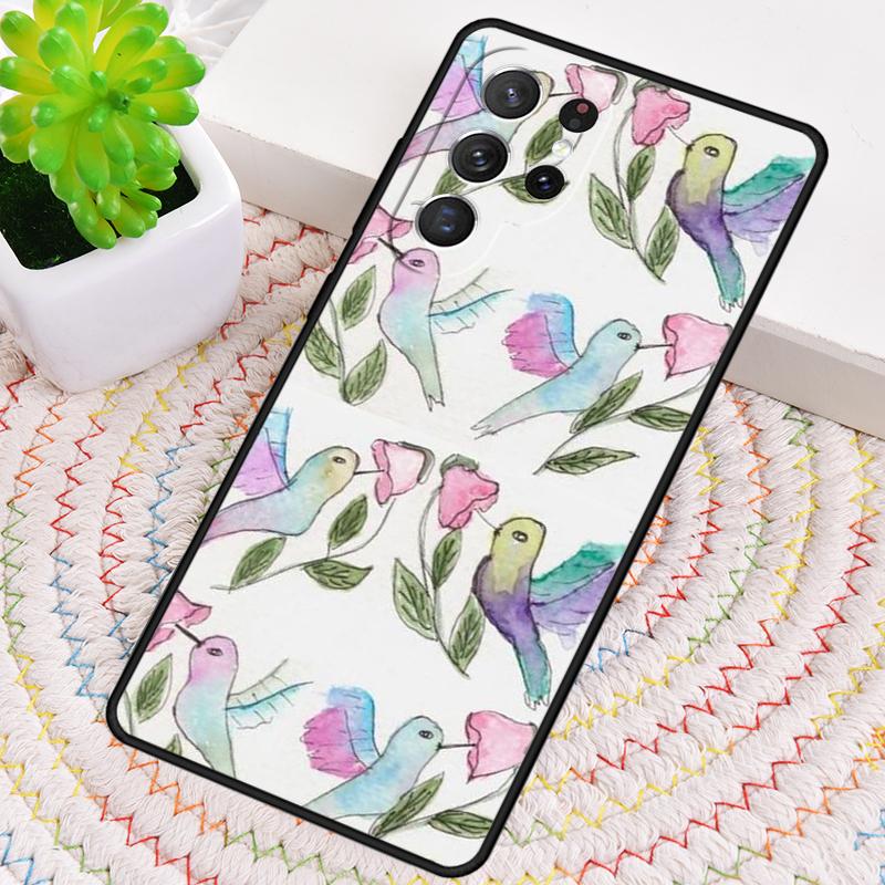 Lovely Birds Hummingbird soft Silicone Phone Case For Samsung Galaxy note 10 pro S26 S25 S24 S23 S22 S21 Plus Ultra Capa Cover