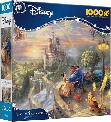 Ceaco - Disney - Thomas Kinkade - Die Schöne und das Biest verliebt - 1000 Teile Puzzle für Erwachsene - Ein herausforderndes Puzzle, perfekt für den Spieleabend
