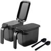 Seasoning Pot with Spoon Seasoning Container with Salt and Sugar Shakers Good Lock Container R209BK (One-Touch Opening), Moisture-Proof Gasket,