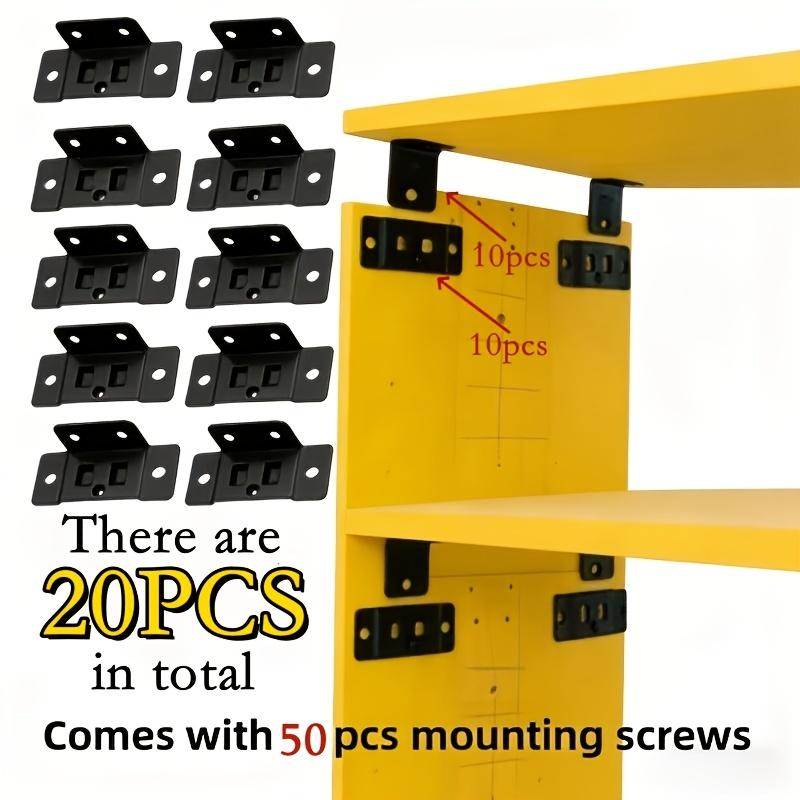 20Pcs+50Pcs Mounting Screws, 2-In-1 Metal Fixing Clips, L-Shaped 90-Degree Connectors For Furniture Shelves, Thickened Brackets For Home Decoration