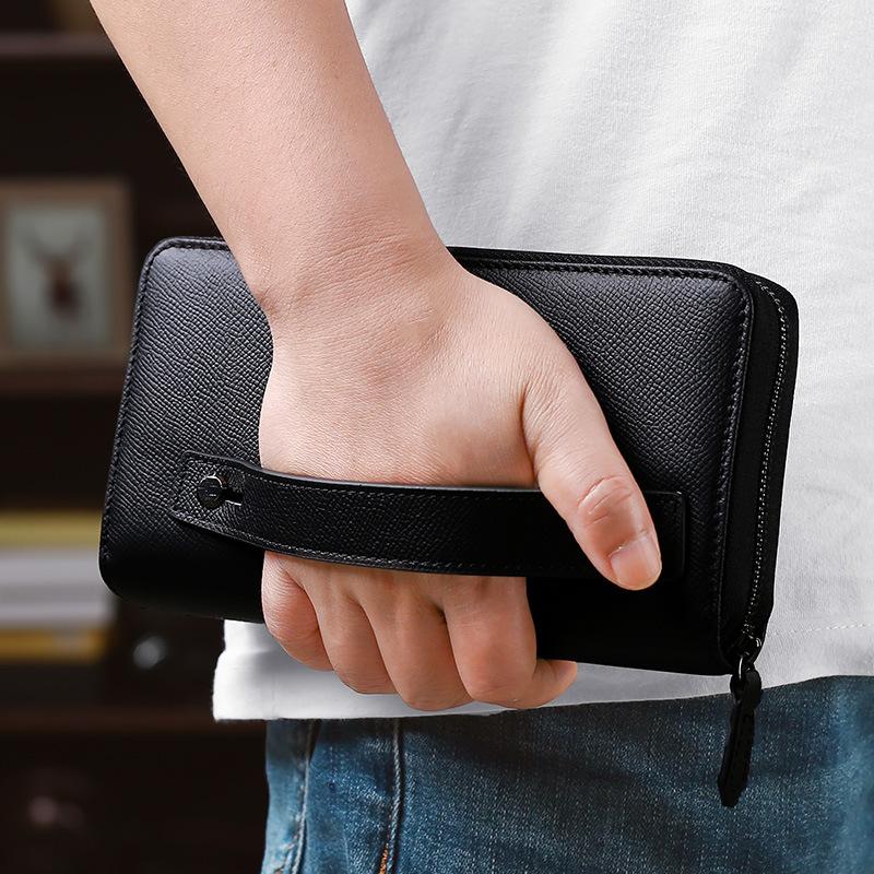 

Новый улучшенный длинный кошелек мужской на молнии кожаный многофункциональный деловой мужской клатч высококачественный клатч из коровьей кожи