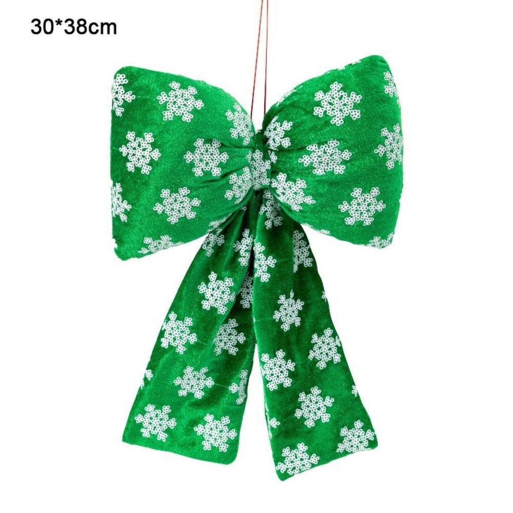 Vintage Fabric Christmas Bow Glittery Easy Hang Loop Christmas Tree Decoration DIY Durable Hanging Bow New Year