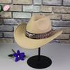 Western Cowboy Hat Big Edge Top Hat Women's European and American Jazz Hat Upturned Edge Felt Hat Tibetan Bull Head Casual Hat Men