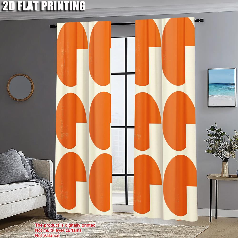 2pcs, Curtain Set 2D Print Modern Abstract Geometric Versatile Polyester Fabric (without Rod) Thermal Insulation, and Room
