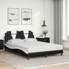 Viana Bed Frame with LED Lights without Mattress Black and White 140x200 cm