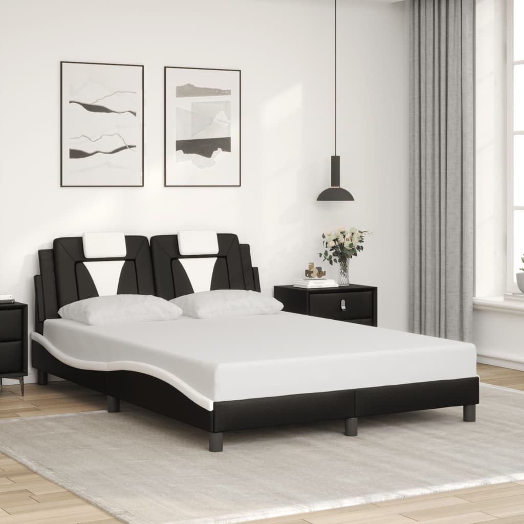 Viana Bed Frame with LED Lights without Mattress Black and White 140x200 cm