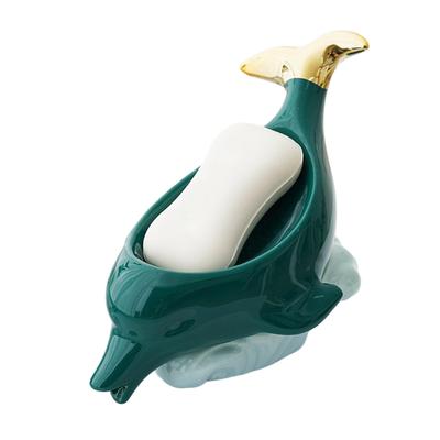 Dolphin Ceramic Soap Box Drain Soap Dish Box Bathroom Supplies Home Decoration Accessories Drain