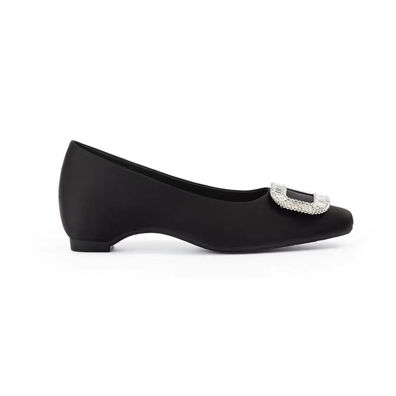 

Low-cut Shoes with Thick Heels, Square Fastenings, Large Size, Women s Shoes with Square Toe Shape 40 кавовий/коричневий