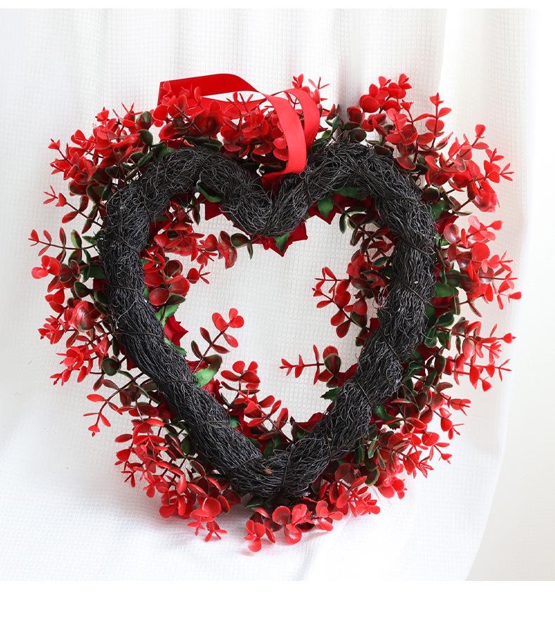 Valentine's Day & Mother's Day Red Rose Heart Wreath for Weddings & Home Decor