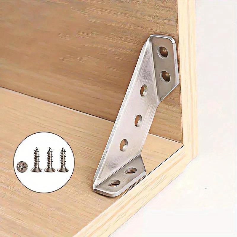 20pcs Universal Furniture Corner Connector Stainless Steel Corner Brace with Screws Heavy Duty Angle Shelf Brackets