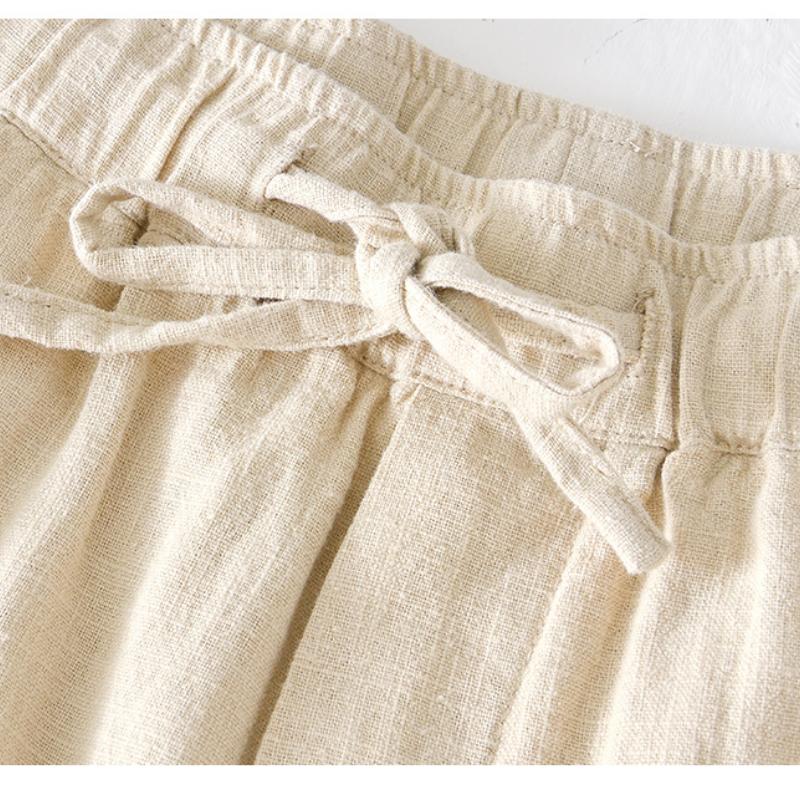 Summer Fashion Men's Shorts Youth Beach Baggy Short Pants Casual Solid Color Thin Cotton Linen Elastic Waist Shorts Breathable