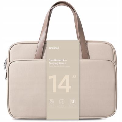 Bolsa para laptop feminina Omniprotect Pro impermeável de 14" bege