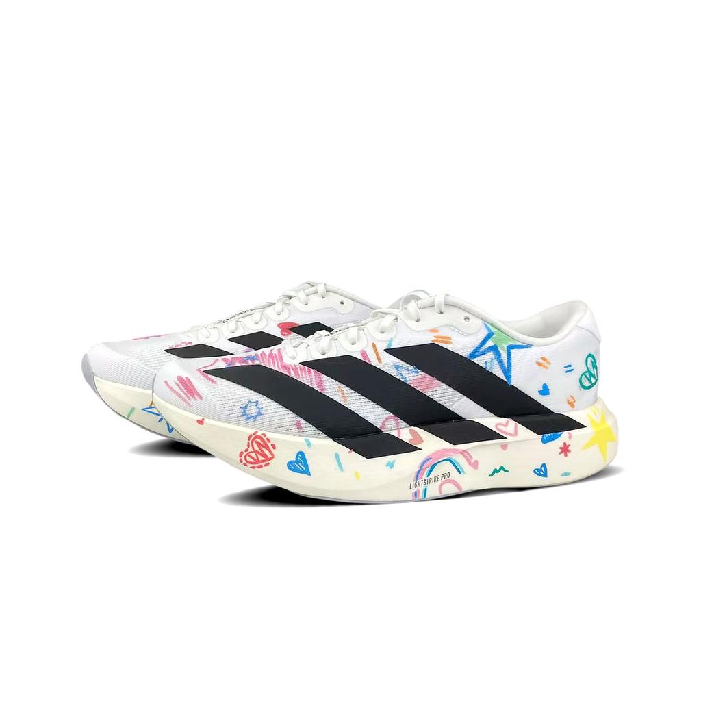 adidas Adizero Evo SL Slip Resistant Abrasion Resistant Low Top Marathon Training Race Running Shoes Men's White Pink JH6206(Team478-)