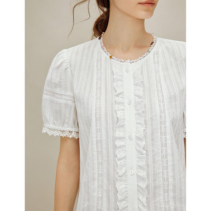 INMAN Women's Vertical Stripe Puff Sleeve Shirt