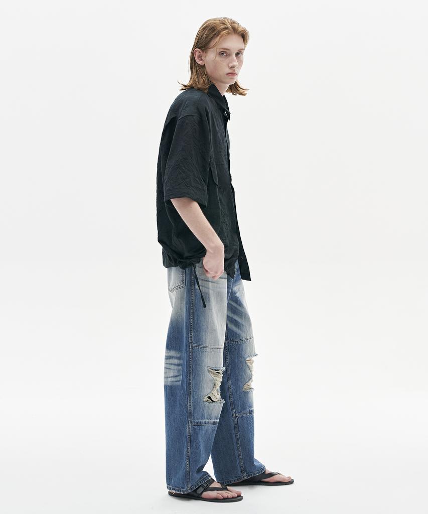KNOUUN Sandglass Destroyed Denim Pants (Mid Blue)