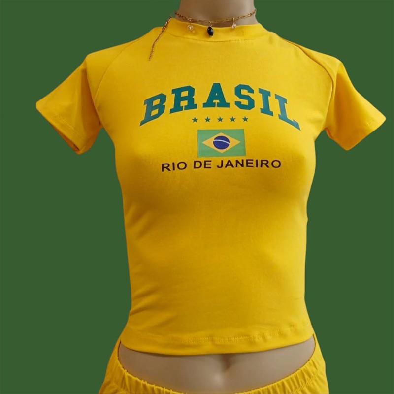 Damski crop top slim fit w stylu Y2K - Streetwear w stylu europejskim i amerykańskim