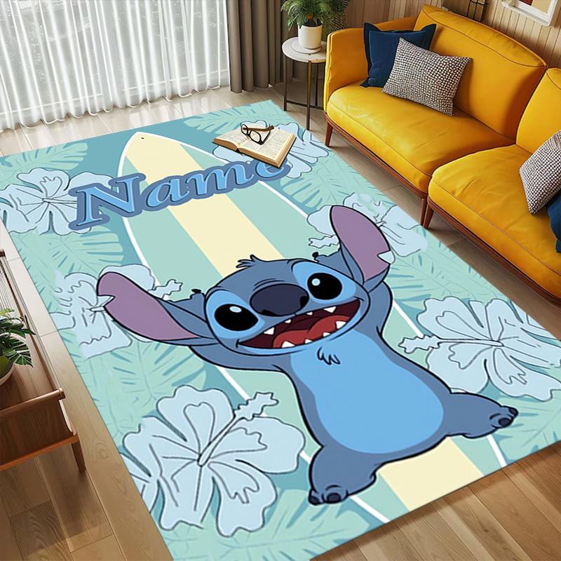 Personalized Name Stitch Dreams Living Room Non-Slip Area Rug Soft Carpet for Bedroom Kids Playroom Sofa Office Home Decor Doormat