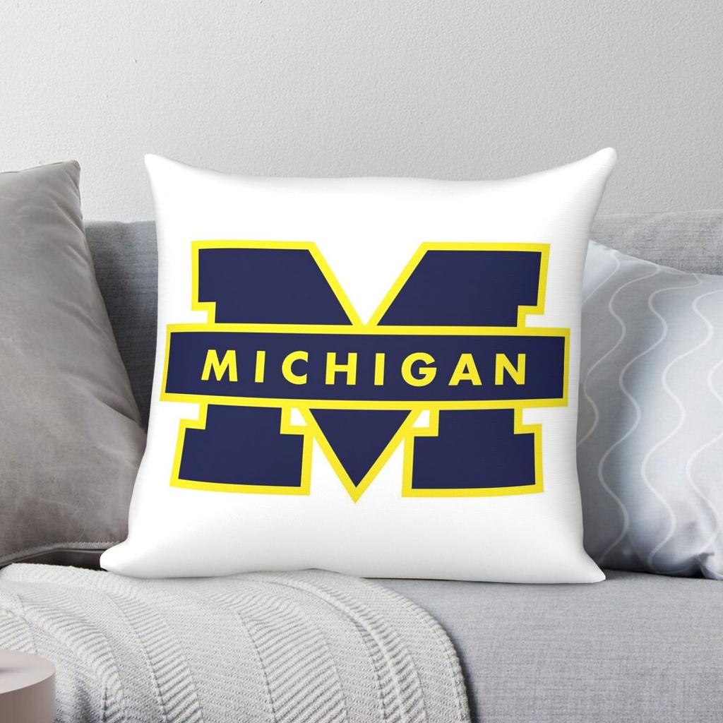 University Of Michigan Pillowcase Polyester Linen Velvet Creative Decorative Throw Pillow Sofa Seater Cushion Wholesale X