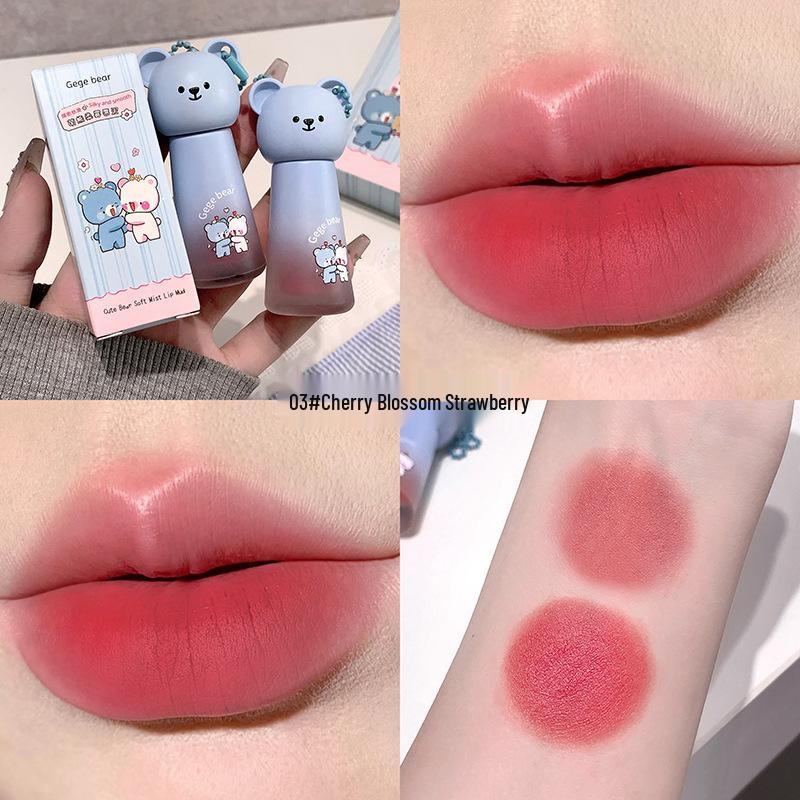 Makeup Gege Bear Xiong Soft Mist Lip Mud: Velvet Matte, Non-Drying, Waterproof Lip Glaze.