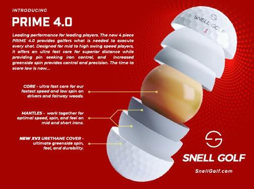 Snell Golf Prime 4.0 Golf Balls, 1 Dozen, Officially Licensed In Japan, USGA/R&A Approved, 2024 Model, Online Exclusive (White)