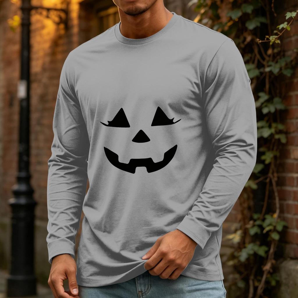 Men's Halloween Long Sleeve Neck Casual Top for Party