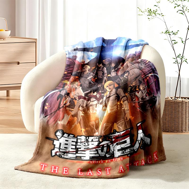 Coperta Attack on Titan Coperta in Flanella Morbida Accogliente Peluche Coperta da Divano Letto Leggera Decorazione per la Casa