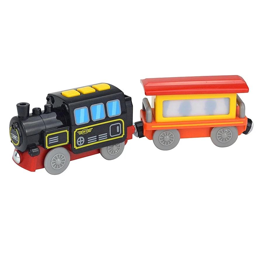 Non-Toxic Kids Battery Electric Train Toy Set Wooden Track Train Compatible With Wooden Track Railway Children'S Educational Toys Gifts