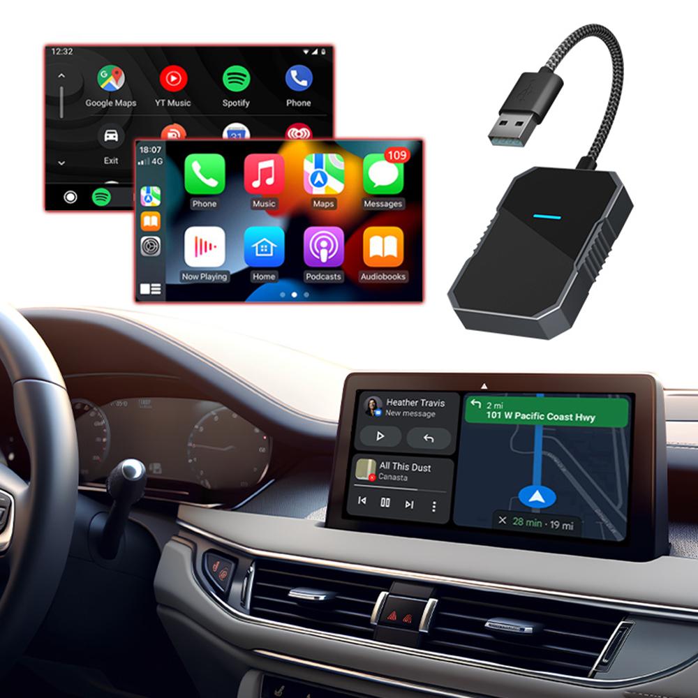 

PL7 USB Wired to Wireless CarPlay Adapter Box Quad-Core A53 Processor Bluetooth-compatible 5.0/WiFi 5.8 Converter Type A