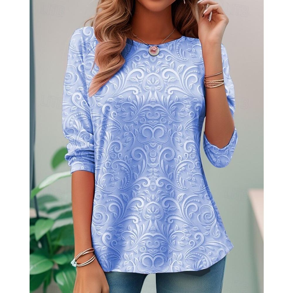 

Женская футболка с длинным рукавом с 3D-принтом, повседневная и модная 5XL