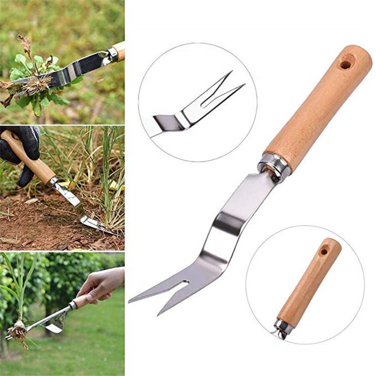 Sarchiatore da Giardino in Acciaio Inossidabile con Manico in Legno Rimozione Manuale delle Erbacce Taglierino Strumenti Estrattore Denti di Leone Sarchiatore Multifunzione Trapianto