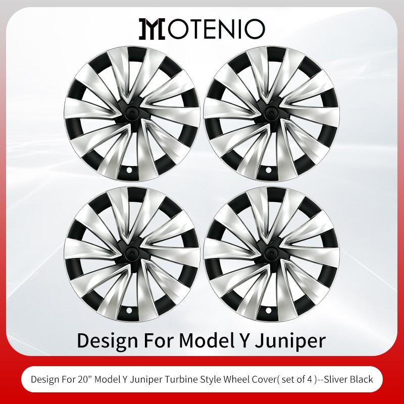 4PCS for New Model Y 2025-2026 Juniper 20 Inch 4PCS Turbine Style Black Hubcap Rim Cover Hub Cap Wheel Cap for Tesla