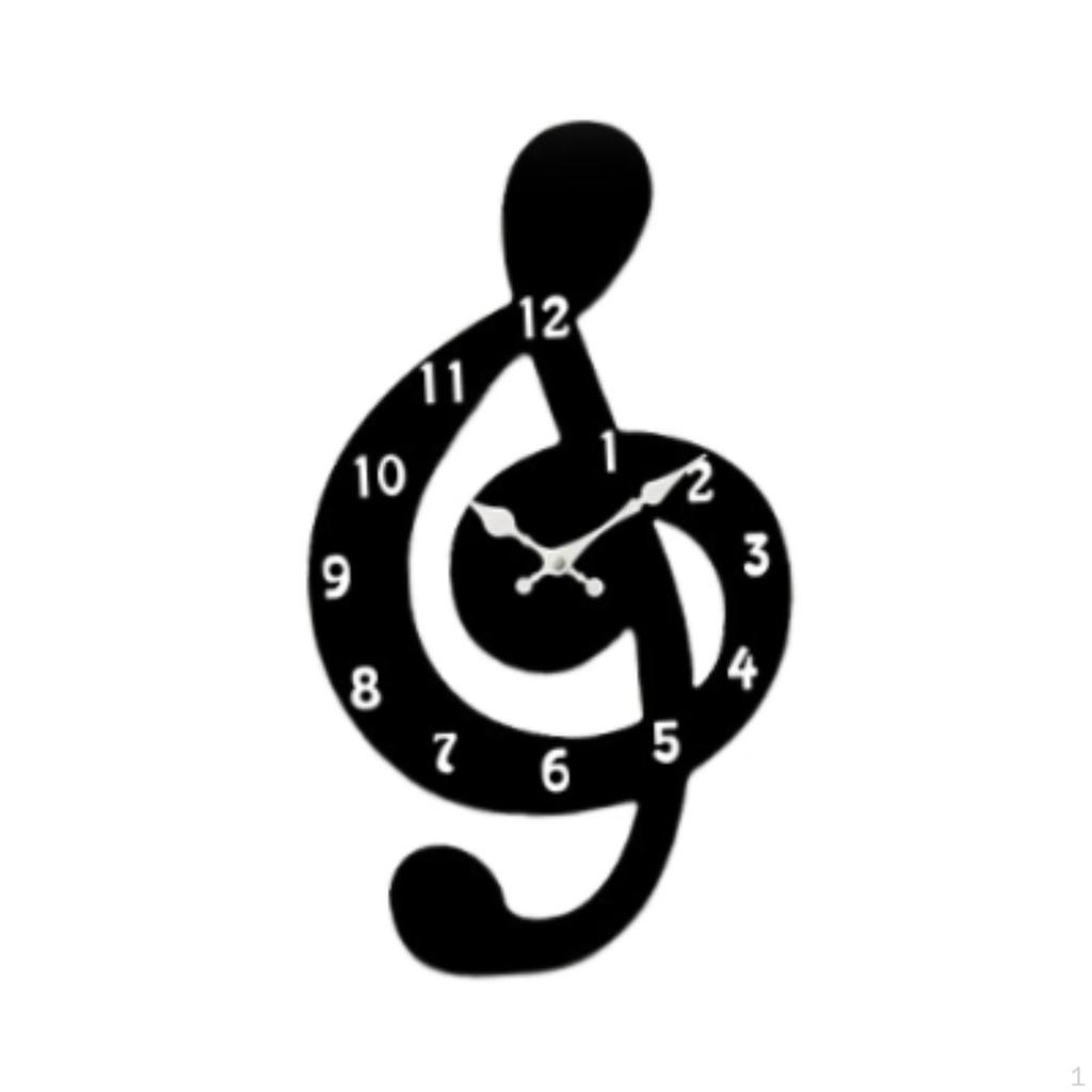 Music Note Wall Clock Decorative Creative Arabic Numerals Timepiece Hanging for Office