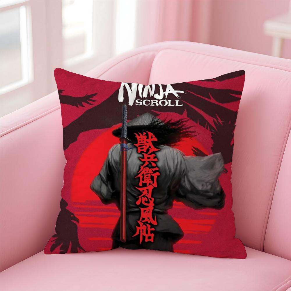 Samurai Klassischer Japanischer Anime NNinja Schriftrolle Kissenbezug Kissenhülle Weiches Hautfreundliches Gewebe Verdeckter Reißverschluss
