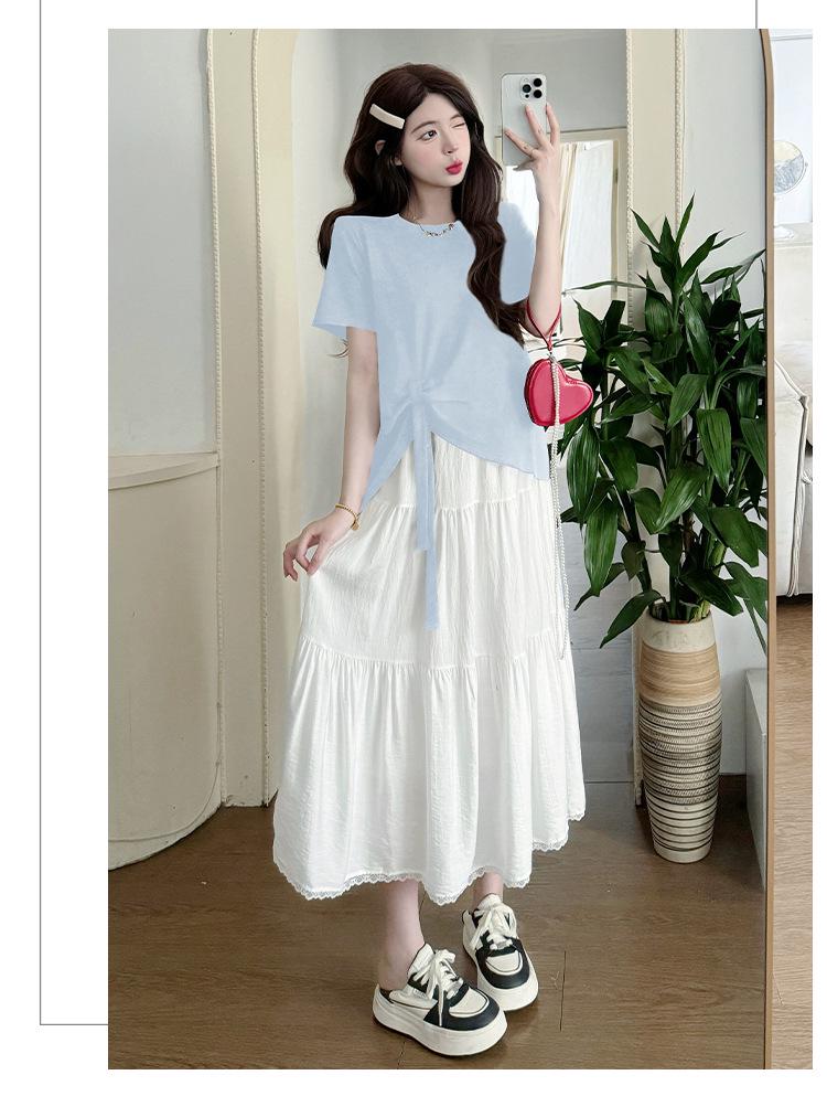 Maternity 2026 Bow T-Shirt & Lace Trim Skirt Set