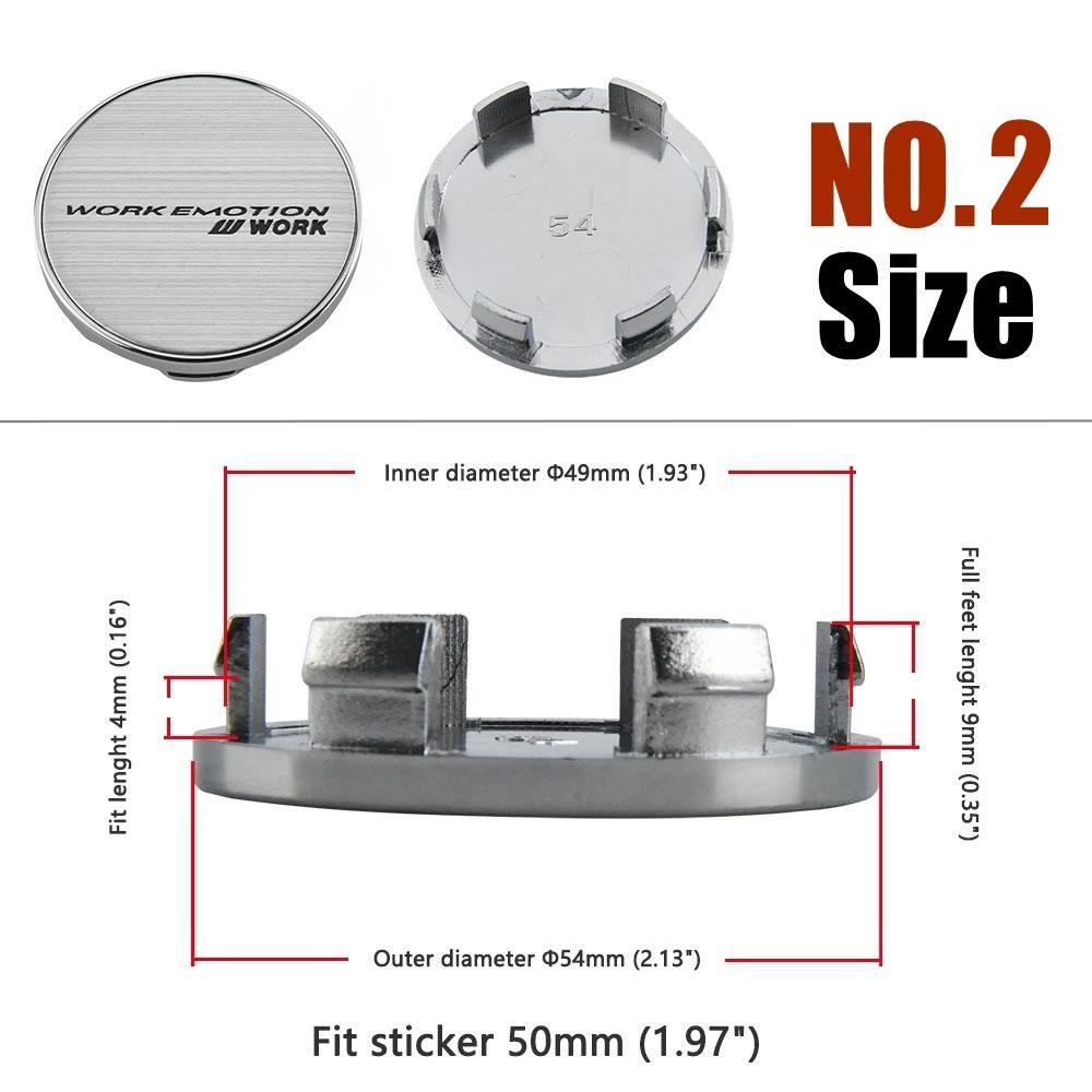 4PCS WORK Center Cap 53mm & 54mm Wheel Caps MEISTER VS EQUIP Emblem Wheel Cover Cap Hubcaps Car Rim Accessories
