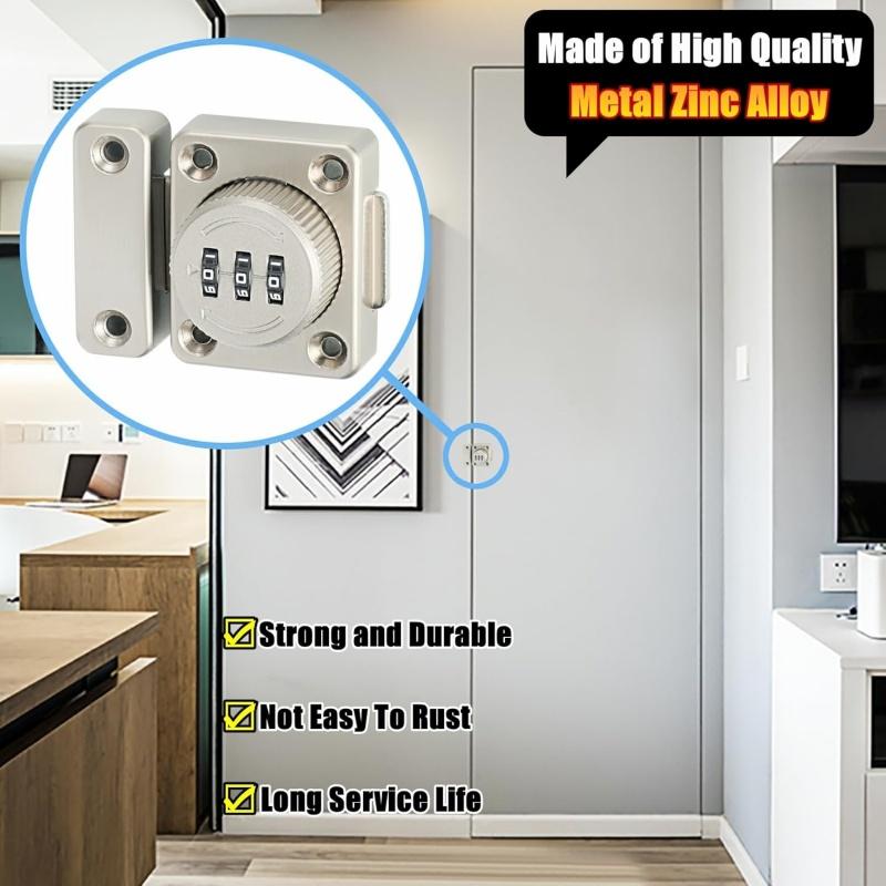 Password Rotate Bolt Latch 3 Digit Combination Home Security Latch Gate Latches Door Keyless Lock Twist Rotating Barrel Locks