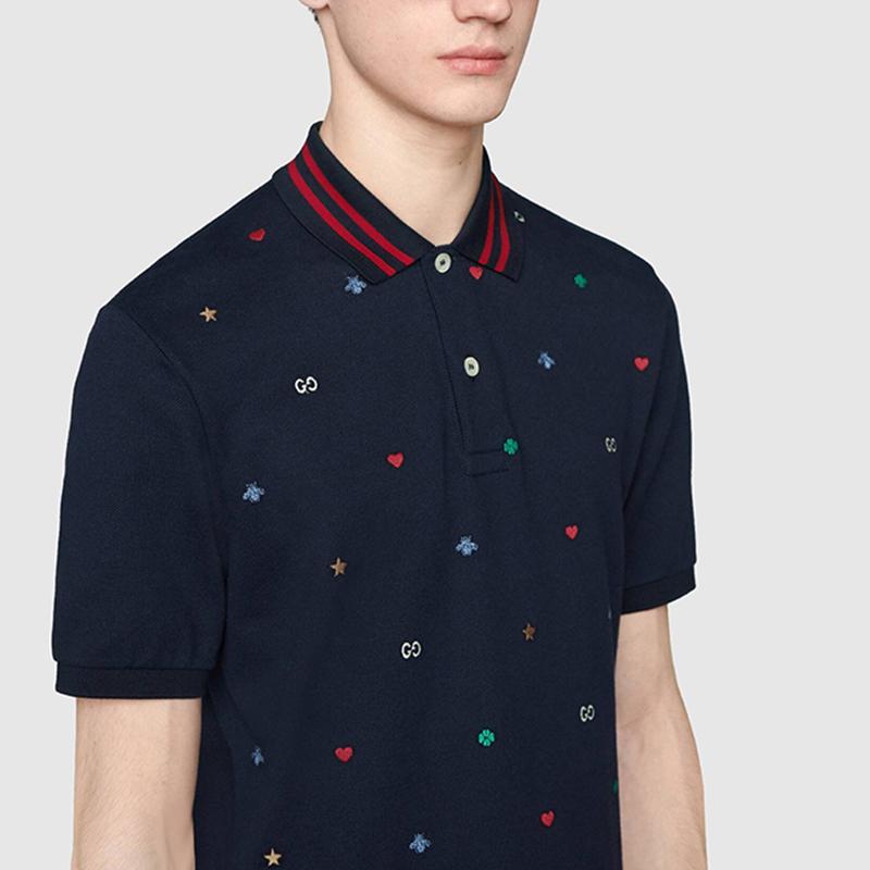 GUCCI Polo Shirt Men's Marine Blue 574085-XJBAA-4437