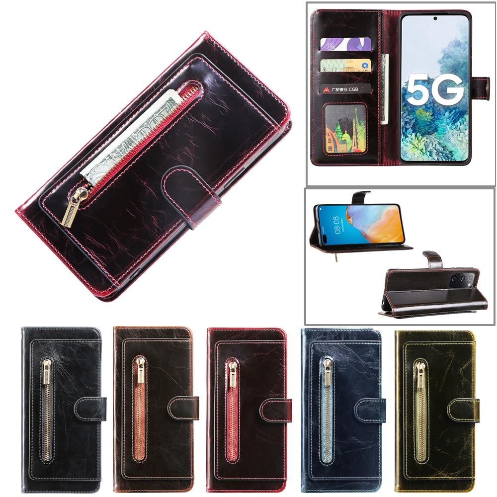 Luxury Flip Zippered Leather Phone Case For iPhoneSamsungXiaomi Cover With Card Slots