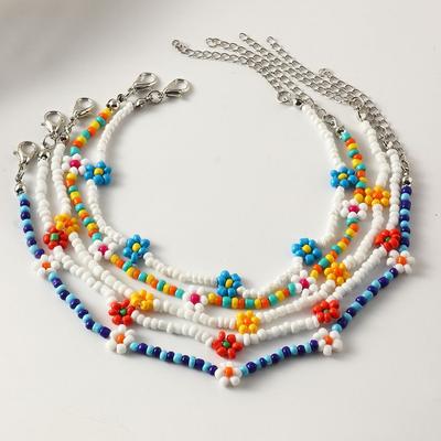 Lovely Vacation Short Clavicle Necklace Flowers Beaded Necklace Women Necklace Bohemia Choker