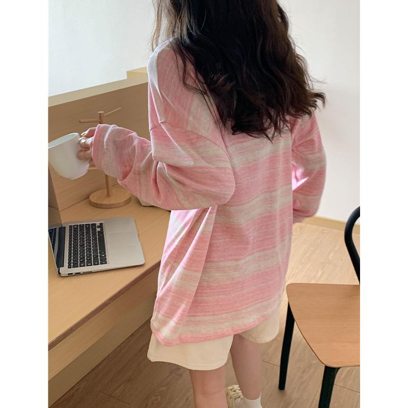 Bluza damska, cienka, luźna, z długim rękawem, modny sweter w paski