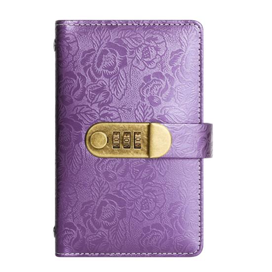 Financial Planning Notebook A6 Password Lock Cash Budget Organizer, PU Leather And Relief Cover, Security Binder 100 Pocket Savings Challenge Booklet