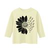 Lässiges T-Shirt mit 7-Punkt-Ärmeln und Sonnenblumen-Print für Kinder mit Rundhalsausschnitt