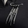 Hip Hop Trendy Imitation Pearl Tassel Chain Brooches for Men Women Waist-shaping Fixed Pin Accessory Multi-functional Jewelry