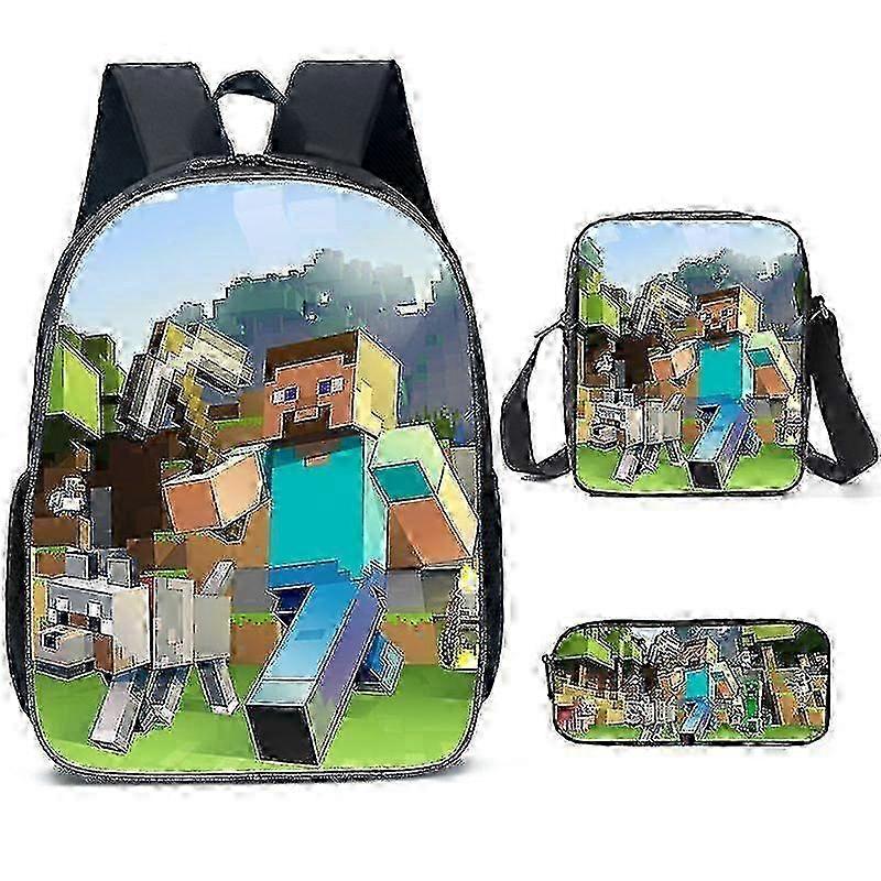 Minecraft Primary And Secondary School Schoolbags Minecraft Game Peripheral Backpack Three-piece Set high quality